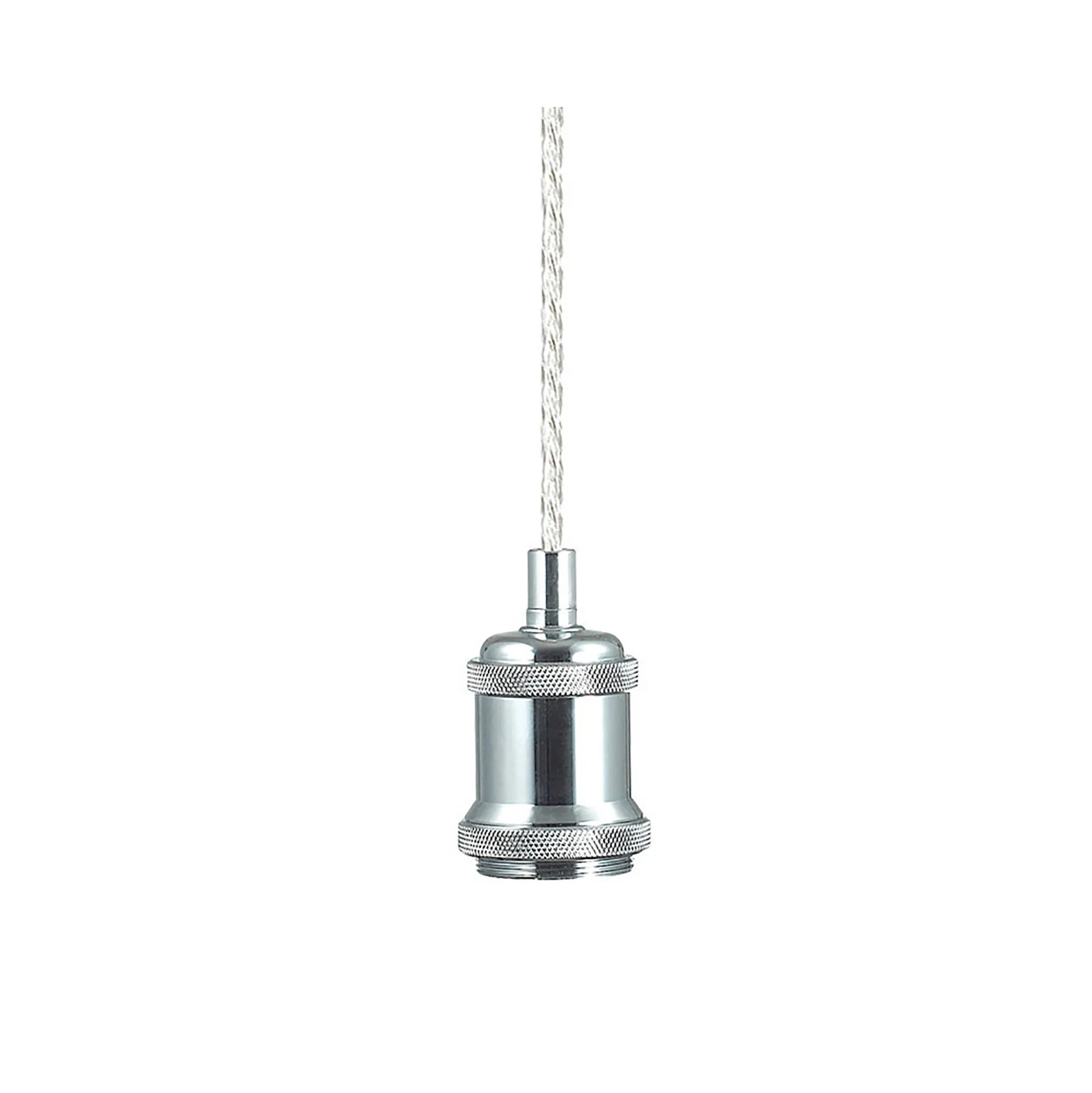 Dreifa 1.5m Single Pendant, 1 x E27, Polished Chrome/Clear Twisted Cable (Maximum Load 1.5kg) D0173  Deco Dreifa Pendant